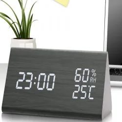 Elektroniczny zegar 12/24H budzik 3 programy termometr higrometr