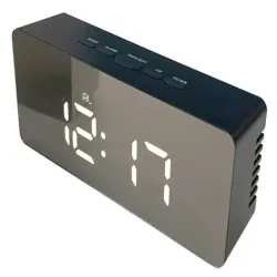 Zegar budzik termometr lustro led alarm data 4w1 baterie lub 5V/USB