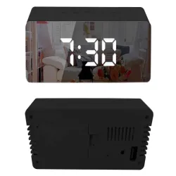Zegar budzik termometr lustro led alarm data 4w1 baterie lub 5V/USB