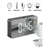 Zegar budzik termometr lustro led alarm data 4w1 baterie lub 5V/USB