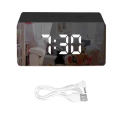 Zegar budzik termometr lustro led alarm data 4w1 baterie lub 5V/USB