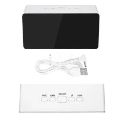 Zegar budzik termometr lustro led alarm data 4w1 baterie lub 5V/USB