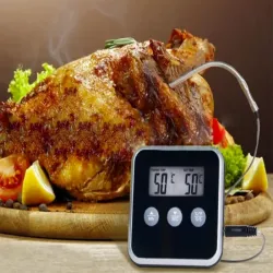 Cyfrowy termometr z sondą do pieczenia mięsa wędzarni timer alarm lcd