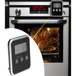 Cyfrowy termometr z sondą do pieczenia mięsa wędzarni timer alarm lcd