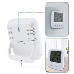 Termometr -50° - 70°C higrometr elektroniczny wewnętrzny z zegarem 24h