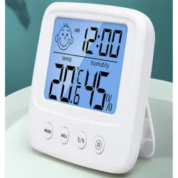 Termometr -50° - 70°C higrometr elektroniczny wewnętrzny z zegarem 24h