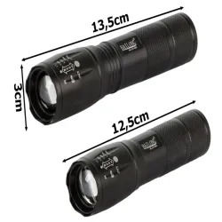 Latarka taktyczna bailong zoom cree led q3 światło białe i uv test