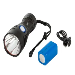 Latarka taktyczna bailong cree cob led xhp90 mocna z bocznym paskiem