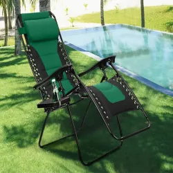 Leżak ogrodowy plażowy grawitacyjny miękki z poduszką i stolikiem