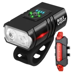 Lampka rowerowa led t6 zastaw oświetlenia przód i tył ładowane usb aku