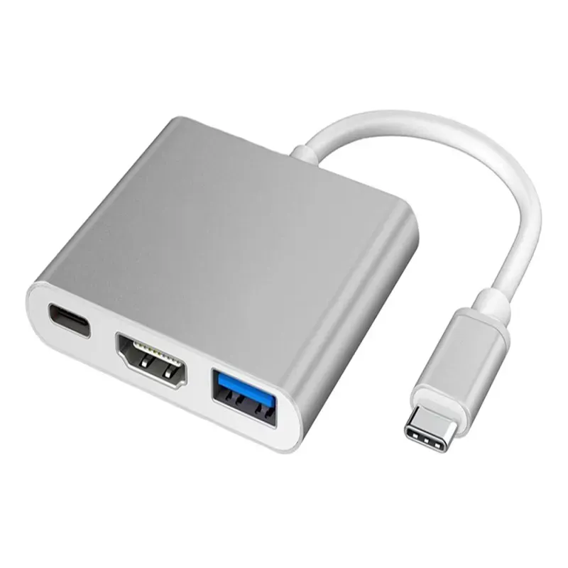Przejściówka adapter 3w1 hub usb-c do połączenia z usb 3.0 na hdmi 4k Przejściówka adapter 3w1 hub usb-c do połączenia z usb 3.0 na hdmi 4k