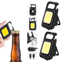 Lampka brelok cob magnes latarka ładowana z usb otwieracz do butelek
