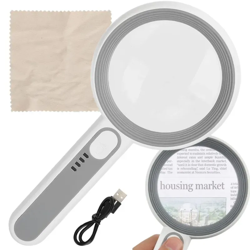 Lupa 5/12x do czytania podświetlana szkło powiększające ładowana z USB Lupa 5/12x do czytania podświetlana szkło powiększające ładowana z USB