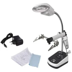 Lupa trzecia ręka 3,5x 10x lampka z podświetleniem led do lutowania