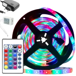Taśma led 3528 rgb 4,5m wodoodporna pilot zestaw do oświetlenia
