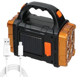 Latarka solarna przenośna lampka akumulatorowa cob powerbank reflektor