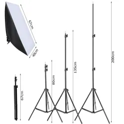 2x135w lampa światło soft box zestaw statyw domowe studio foto żarówka