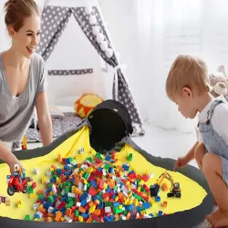 Kosz z matą na zabawki klocki organizer worek pojemnik z pokrywką