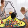 Kosz z matą na zabawki klocki organizer worek pojemnik z pokrywką