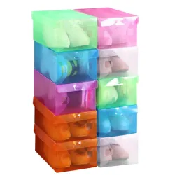 Pudełka 10szt na buty organizer na obuwie wielokolorowe przezroczyste