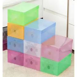 Pudełka 10szt na buty organizer na obuwie wielokolorowe przezroczyste