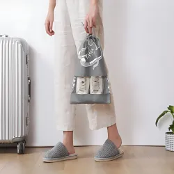 Worek etui na buty ubrania do przechowywania podróżny ze sznurkiem szary