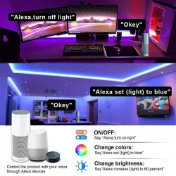 Taśma LED RGB smart muzyka wifi Alexa Google Assistant
