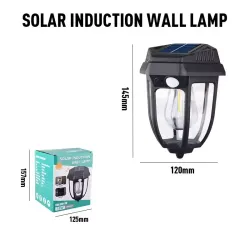 Lampa solarna kinkiet LED z ciepłą żarówką czujnikiem ruchu zmierzchu