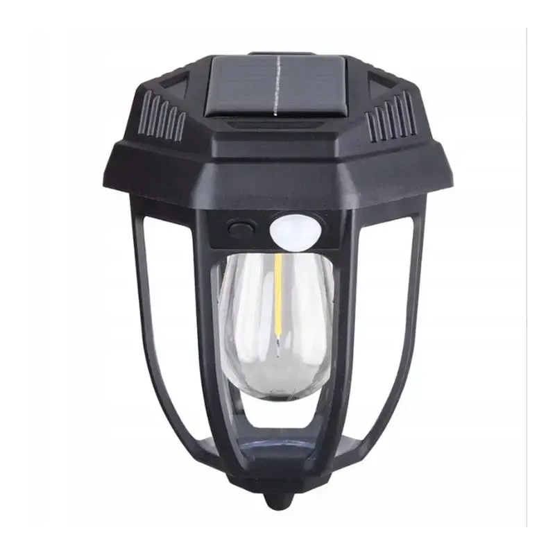 Lampa solarna kinkiet LED z ciepłą żarówką czujnikiem ruchu zmierzchu