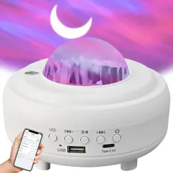 Lampka nocna projektor gwiazd rzutnik zorza nieba głośnik bluetooth
