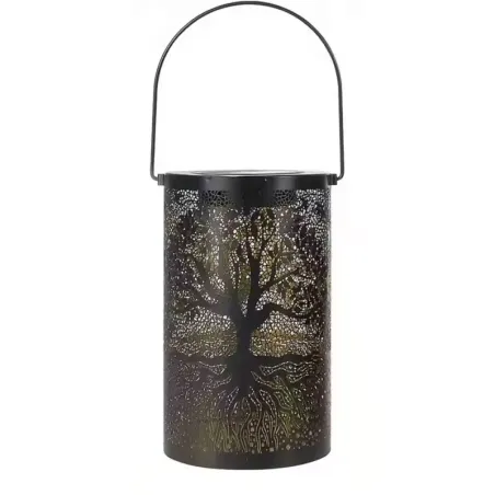 Lampion solarny ażurowa czarna kanka 10x18cm z uchem do wieszania-6915100044257