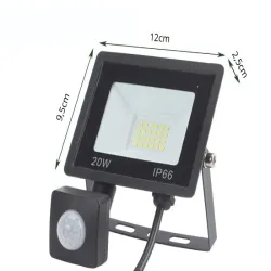 Halogen 20w 6000k naświetlacz reflektor led z czujnik ruchu zmierzchu