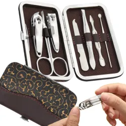 Zestaw do paznokci 7 elementów etui cążki przybornik manicure pedicure