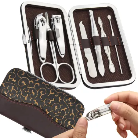 Zestaw do paznokci 7 elementów etui cążki przybornik manicure pedicure-5907451360347
