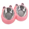 Podwójna miska dla psa lub kota metalowa 2x300ml pojemności różowa-5907451311851