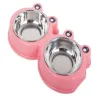 Podwójna miska dla psa lub kota metalowa 2x300ml pojemności różowa-5907451311851