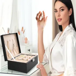 Szkatułka organizer kuferek na biżuterię eleganckie pudełko na kluczyk