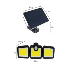 Lampa solarna z czujnikiem ruchu zmierzchu 171 led cob osobny panel