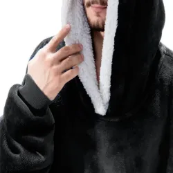 Ciepła bluza koc oversize xxl 2w1 gruba futrzak miękka z kapturem