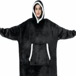Ciepła bluza koc oversize xxl 2w1 gruba futrzak miękka z kapturem