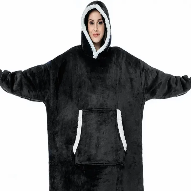 Ciepła bluza koc oversize xxl 2w1 gruba futrzak miękka z kapturem Ciepła bluza koc oversize xxl 2w1 gruba futrzak miękka z kapturem
