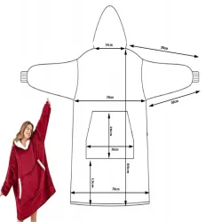Ciepła bluza koc oversize xxl 2w1 gruba futrzak szlafrok z kapturem-5907451366172-6063