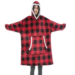 Bluza ciepła koc oversize xxl 2w1 gruby futrzak z kapturem szlafrok