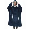 Ciepła bluza koc oversize xxl 2w1 gruba futrzak miękka z kapturem
