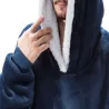Ciepła bluza koc oversize xxl 2w1 gruba futrzak miękka z kapturem