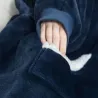 Ciepła bluza koc oversize xxl 2w1 gruba futrzak miękka z kapturem