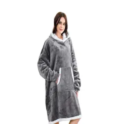 Bluza z kapturem ciepła koc oversize xxl 2w1 gruba futrzak miękka