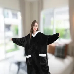 Ciepła bluza XXL z kapturem koc duża oversize miękka szlafrok długa-5907451366134