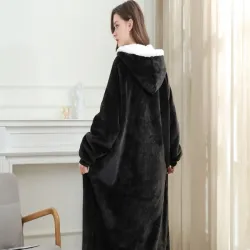 Ciepła bluza XXL z kapturem koc duża oversize miękka szlafrok długa-5907451366134