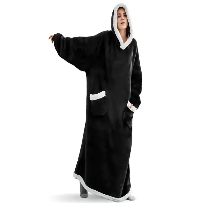 Ciepła bluza XXL z kapturem koc duża oversize miękka szlafrok długa-5907451366134